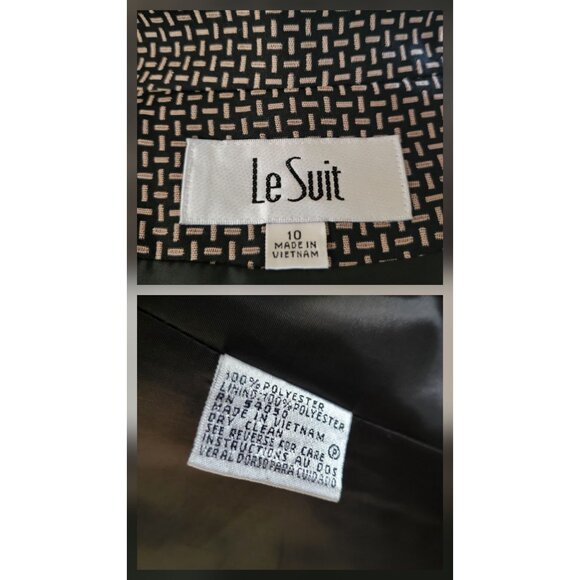 Le Suit Womens Houndstooth Long Blazer Black & Beige SZ 10 - Picture 2 of 10